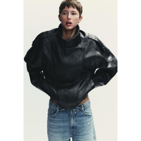 ZARA FAUX LEATHER JACKET - Picture 1 of 11